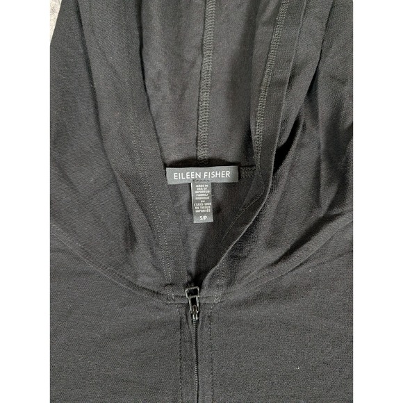 Eileen Fisher Black Zip Front Hooded Cardigan Duster Lightweight Size S - Picture 4 of 7